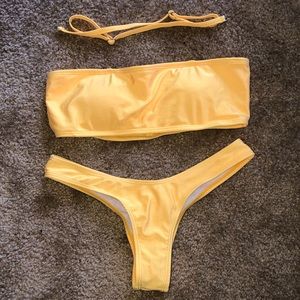 Yellow Strapless Bikini